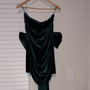 Elegant Dark Green Off-Shoulder Dress